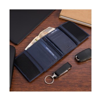 Beltimore vīriešu naudas maks, āda, RFID, 11,2 x 8cm, zils (navy), Beltimore D48 mini, 5903714318995