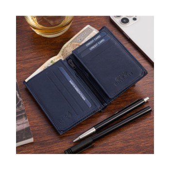 Beltimore vīriešu naudas maks, āda, RFID, 11,2 x 8cm, zils (navy), Beltimore D48 mini, 5903714318995