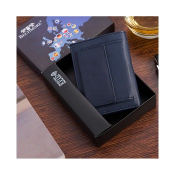 Beltimore vīriešu naudas maks, āda, RFID, 11,2 x 8cm, zils (navy), Beltimore D48 mini, 5903714318995