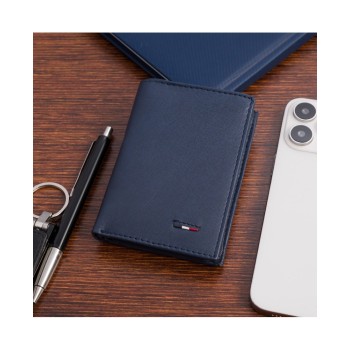 Beltimore vīriešu naudas maks, āda, RFID, 11,2 x 8cm, zils (navy), Beltimore D48 mini, 5903714318995