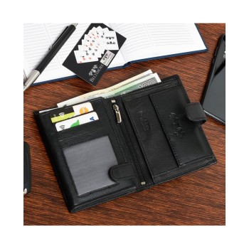 Beltimore vīriešu naudas maks, RFID, āda, 13 x 9,3cm, melns, Beltimore D49, 5903714314584