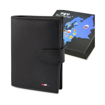 Beltimore vīriešu naudas maks, RFID, āda, 13 x 9,3cm, melns, Beltimore D49, 5903714314584