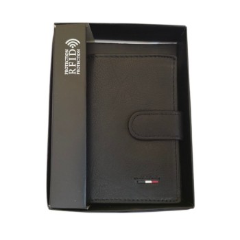 Beltimore vīriešu naudas maks, āda, RFID, 11,1 x 8,1cm compact, melns, D53 BLACK, 5903714314959