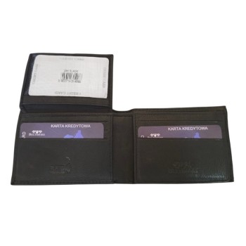 Beltimore vīriešu naudas maks, āda, RFID, 10,8 x 8,1cm compact, melns, D54 BLACK, 5903714314966