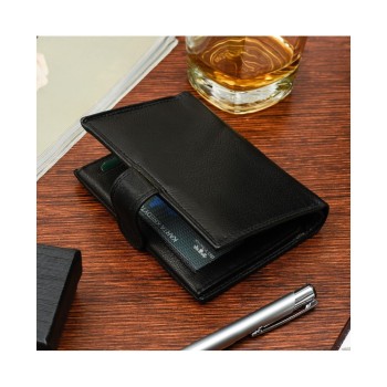 Beltimore vīriešu naudas maks, āda, RFID, 12,4 x 9,2cm, melns, Beltimore K45, 5903714318414