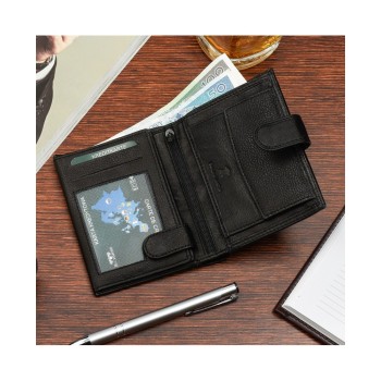 Beltimore vīriešu naudas maks, āda, RFID, 12,4 x 9,2cm, melns, Beltimore K45, 5903714318414