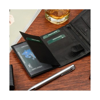 Beltimore vīriešu naudas maks, āda, RFID, 12,4 x 9,2cm, melns, Beltimore K45, 5903714318414