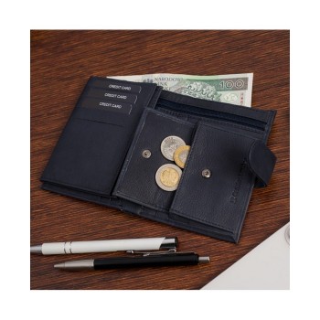 Beltimore vīriešu naudas maks, RFID, āda, 11,6 x 9cm, tumši zils (navy), Beltimore K47, 5903714338160