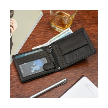 Beltimore vīriešu naudas maks, āda, RFID, 12 x 10,3cm, melns, Beltimore U91, 5903714318131